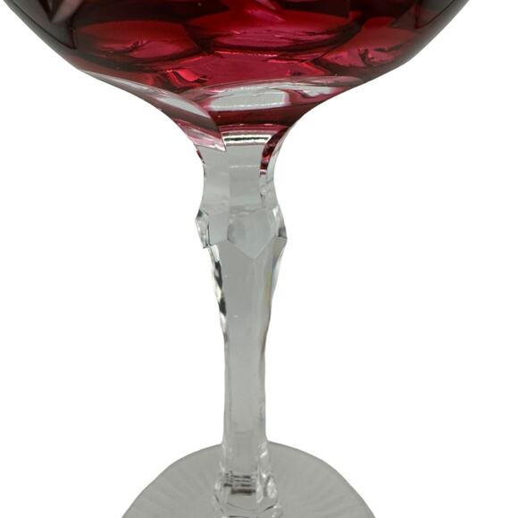 Vintage Nachtmann Traube Wine Glass Cranberry Cut to Clear Crystal - Picture 4 of 4